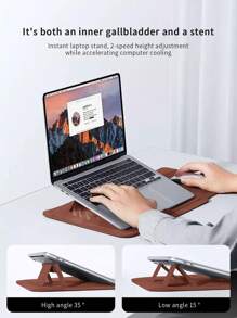 Sheepskin-Wrapped Laptop Bag With A Versatile Stand And Reinforced Corners For Protection - Mocha Brown - View 2