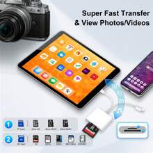 SD Card Reader Compatible With IPhone IPad, Dual Lightning & USB-C Connector Memory SD Card Adapter, Support SD/MicroSD Cards, High-Speed Trail Camera Viewer, Plug And Play