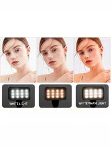 1 pièce Anneau lumineux selfie réglable 3 couleurs, convient pour téléphone portable, caméra, vidéoconférence, éclairage de remplissage en direct, ordinateur portable, maquillage et selfie avec clip, lampe LED mini portable, rechargeable USB