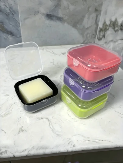 1 件带盖便携式肥皂盒 - 塑料密封防尘旅行肥皂盒，露营、健身房、浴室必备家居浴室装饰秋季装饰返校