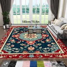 [Crystal Velvet 700g/㎡ Printed Bottom, 5mm Thick] 1 Piece Bohemian Style Solid Color Rug, Soft Anti-Slip Washable Carpet For Indoor And Outdoor, Living Room, Bedroom, Kitchen, Office, Home Decor, Doormat, Play Area Back To School