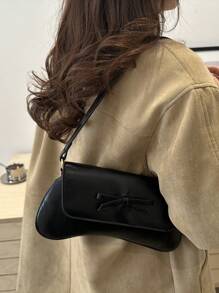 Retro Bowknot Decoration Flap Armpit Bag Asymmetric And Simple Shoulder Bag, Suitable For Shopping, Wallets, Shopping, Young Women, College Students, Newcomers, White-Collar Workers. They Are Very Suitable For Offices, Universities, Work, Business, Commuting, Outdoor Activities, Travel, And Outings