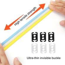 ZHENTOR 1 Par de Cadarços Elásticos Aprimorados sem Cadarço, Cadarços de Tênis de Rápida Colocação/Retirada, Invisíveis, Leves, Folgados, Adequados para Adultos e Crianças, Corrida, Esportes, Sapatos Casuais, Tamanho Único - Preto - Visão 4