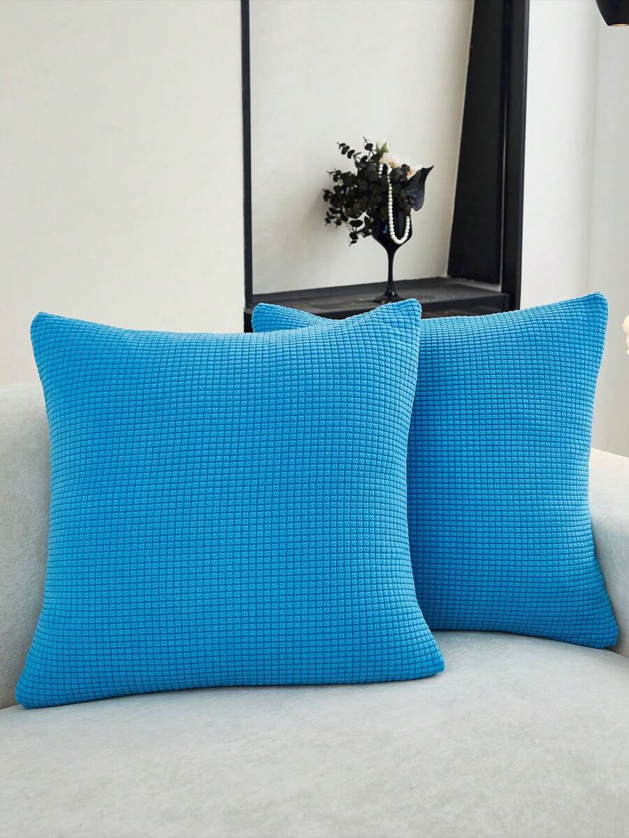 1pc Jacquard Pillowcase Sofa Cushion Cover Home Decor Protective Cover - Blue - View 1