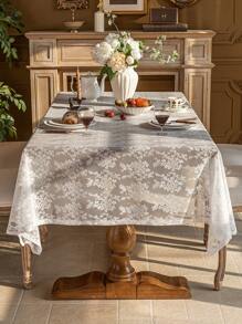 1 块白色蕾丝桌布，浪漫风格适合节日、聚会、宴会、餐厅、婚礼、家庭餐桌装饰