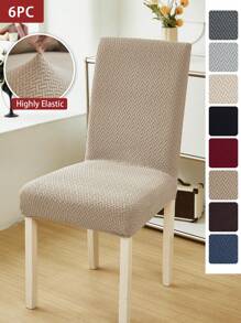 6pcs Jacquard Chair Cover Thickened Elastic Restaurant Chair Cover Spandex Anti-Dirty Stool Cover Home Decoration