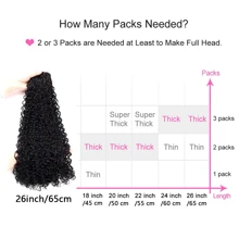 Extensiones de cabello con clip - 140G de cabello sintético marrón oscuro Extensiones de cabello con clip Extensiones de cabello rizado Jerry para extensiones Postizos (1B# 24 Pulgadas)(Paquete de 7) - Negro - Ver 5