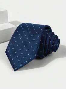 1 pieza Corbata formal para hombre de 7 cm (2,75 pulgadas) con estampado floral azul de lunares, para boda y negocios, de poliéster jacquard de alta calidad, corbata casual de poliéster, para todas las estaciones