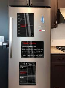 Acrylic Black Magnetic Memo Board (2pcs Magnetic Whiteboard Markers + 1pc Random Color Eraser Cloth), Glass-Like Dry Erase Board, Acrylic Magnetic Refrigerator Whiteboard, Home Decor Gifts Birthday Graduation