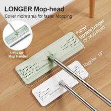 JOYMOOP - Juego de fregona y cubeta con escurridor, con Manos Libres, 3 Almohadillas para Orejas de Microfibra Lavables, Uso en húmedo y, Sistema de Limpieza de Suelos - verde - Ver 6