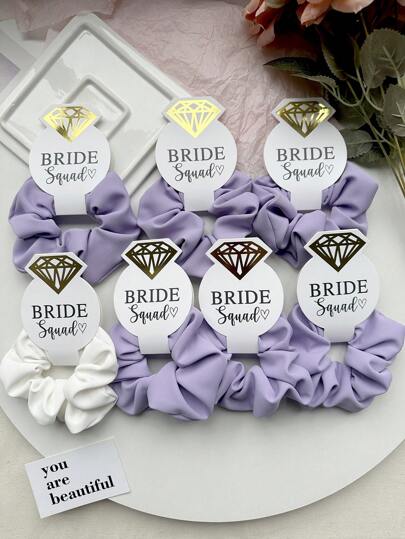 7 st/set bröllopssäsongen strass texturerade hårband, lila/vita eleganta och söta hårband, halkfria och skonsamma, lämpliga för möhippa, bröllopspresent, brudtärnepresent, present till kvinnor, håraccessoarer, hårband med kräm, avslappnad hästsvans