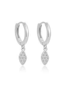 1pc S925 Sterling Silver Cubic Zirconia Leaf Earrings For Women, Exquisite Holiday Gift - Silver - View 10