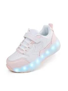 LED Flashing Comfortable Inline Skates, Quick Gliding Roller Skates, Detachable Wheeled Casual Sports Shoes, Ideal Holiday Gift - Pink - View 6