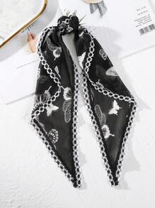 1 件浪漫优雅日常网眼蝴蝶形围巾 - 彩色 - 查看 5