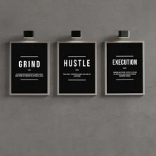 Juego de 3 Carteles con citas inspiradoras en blanco y negro sin marco, decoración mural elevadora, arte de pared de lienzo resistente al agua, pintura mural como regalo, póster motivacional para dormitorio, sala de estar, oficina, comedor, gimnasio, hogar y decoración de dormitorio