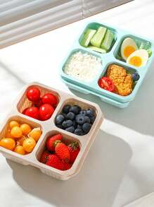 Compartment Snack/Dessert Box, 4-Grid Child's Dry Fruit Plate, Fresh-Keeping Lunch Box - Multicolor - View 7