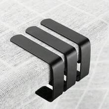 4pcs Stainless Steel Black Tablecloth Clips - Rust-Proof & Non-Slip Design, Suitable For Dining, Picnic, Party And Outdoor Use - Solid Color, Fixation Clips, Suitable For Christmas And Holidays