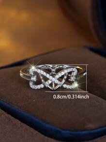 1 件独特迷人黑色和金色双色纯银心形设计戒指，派对生日周年纪念礼物