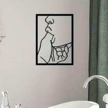 1pc Fashionable Metal Abstract Line Wall Art - Modern Minimalist Decor, Rust-Resistant Hanging, Enhances Interior, Ideal For Room Decoration