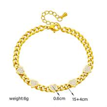 Fashionable European And American Cross-Border New Arrival White 3D Heart Chain Titanium Steel Jewelry Accessories Versatile Quality Bracelet - Gold - View 4