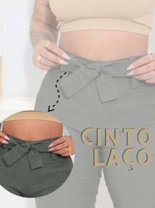 Women's Formal Pants With Lycra Clochard Bow Tie Slim Fit - xanh quân đội - Xem 4