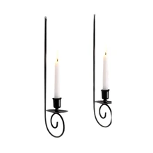 2 件简约黑色悬挂式烛台，壁挂式铁艺艺术装饰，适用于客厅、农舍、壁炉、婚礼 - 黑色 - 查看 9