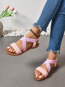 New Spring/Summer Fashion Women Slip-On Slide Slippers, Roman Style Slip-On Sandals In Black, Beige, Brown Colors, Casual Flat Slides, Solid Color Thick Braided Comfortable Beach Sandals, Blogger Recommended Thick Sole Sandals, Summer Beach Shoes, Elegant Buckle Low Heel Round Toe Slides, Odor-Resistant Non-Slip Simple Outdoor Slippers, Versatile Flat Slip-On Women Sandals