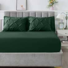 Juego de edredón King - Juego de ropa de cama King de 7 piezas, juego de cama con plisado en rosa que incluye edredón, sábanas, fundas de almohada y cojines