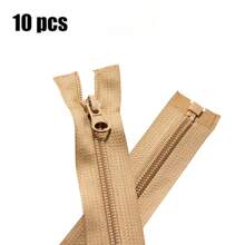 10pcs Assorted Color Nylon Resin Zippers #5, Self-Locking Single Slider Zippers, Various Sizes, Smooth Sliding Sewing Accessories For Pockets, Cushions And Bags