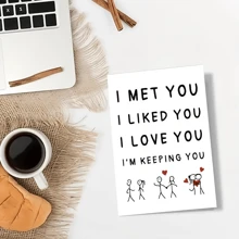 1pc Romantic Love Greeting Card | Cute Relationship Milestone Card|Anniversary & Valentine's Day Gifts|Couples Humor - Best Gift For Boyfriend