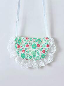 年轻女孩甜美碎花蕾丝边休闲夏装 - 綠色 - 查看 6