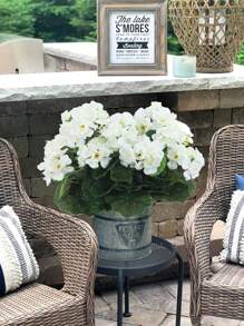 1/4Pcs Artificial Geraniums Outdoor Silk Flowers Artificial Geranium Bush Faux Flowers Geraniums For Floral Home Decor Indoor Garden Patio Grave Cemetary Vase Table Centerpiece - White - View 3