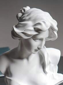 1 件优雅欧式钢琴女孩与大卫雕像，树脂艺术雕塑，适合家居装饰、客厅、书架和电视柜，是送给艺术爱好者的独特礼物 - 白色 - 查看 5