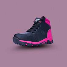 Bota de senderismo para niña en color negro con detalles fucsia, diseño hiking antiderrapante, ideal para actividades al aire libre, caminatas y aventuras, confort en terrenos difíciles. - Negro - Ver 2
