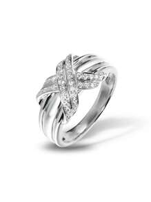 1pc Fashionable Elegant Multi-Layer Crossover Ring Suitable For Women To Wear At Weddings, 925 Sterling Silver Jewelry