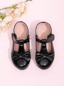 Nieuwe lentemeisjes ronde neus Mary Jane flats, prinsessenjurk schoenen geschikt voor bruiloft, optreden, feest en dagelijks gebruik, zwarte strik veelzijdige kleine meisjesschoenen, outdoor antislip casual