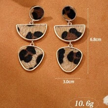 1 Pair Geometric Creative Matching Leopard Pattern Elegant Elegant Drop Earrings, Versatile & High-End