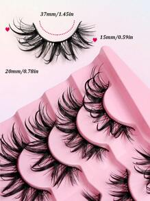 Sibeuna 7 Pairs Cartoon Style Lightweight Crossing Natural Faux Mink Lashes, Fashionable Wet Look Fake Eyelashes - 尖尾漫畫款 - 查看 3