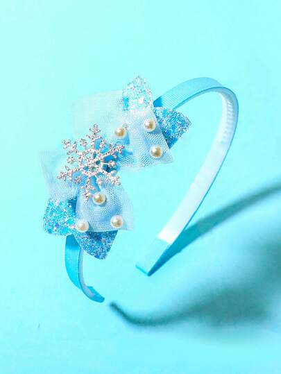 1pc Blue Icy Princess Sparkling Snowflake Headband, Cartoon Character Cosplay Party Hair Accessories