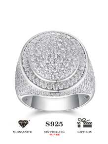 18K Gold Plated S925 Silver D/VVS1 Moissanite Hip-Hop King Ring, Elegant & Fashionable Jewelry For Men
