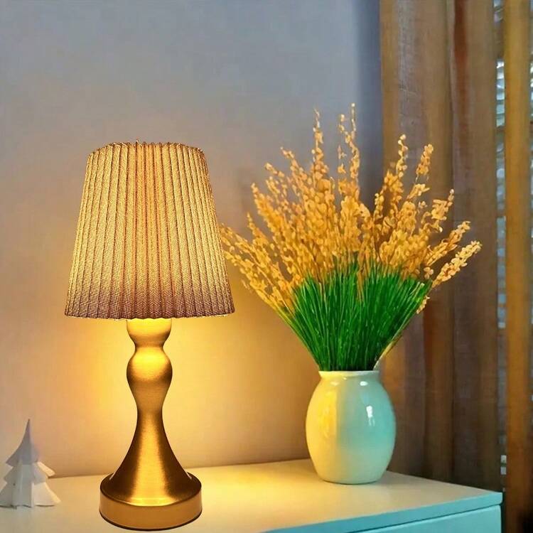 1 件高端褶皱金属台灯，USB 供电 - 3 色调光，适用于卧室、书房、客厅装饰 - 三色調光 - 查看 4