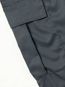 3pcs/Set Spring/Summer Solid Color Multi-Pocket Straight Leg Cargo Pants, Men's Loose Outdoor Commute Casual Long Pants - Dark Grey - View 6