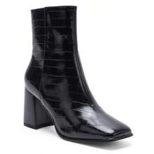 Modern Stone Pattern Boots Block Heel Ankle Boots Western Vintage Square Toe Boots - màu đen - Xem 1
