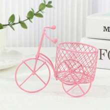 1pc Iron Bicycle Design Makeup Brush Organizer - Decorative Glass Basket Holder For Cosmetic Tools, Unscented Wedding Favor Candy Packaging Decor