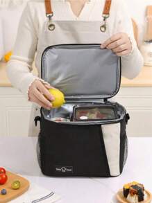 1 pacote de lancheiras isoladas multicoloridas para homens e mulheres - lancheira reutilizável para escritório, trabalho, escola, piquenique, praia - à prova de vazamentos, bolsa para freezer com alça de ombro ajustável, grande capacidade, multifuncional, adequada para atividades ao ar livre, bolsa com blocos de cores, bolsa com blocos de cores, bolsa de duas cores, bolsa para lancheira, recipiente para almoço, piquenique, trabalho, escritório, viagem, acampamento, férias, escola, praia, estudantes para meninos e meninas, trabalhadores, bolsa para piquenique, mulheres