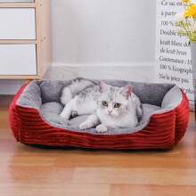 1pc Square Pet Bed, Soft Short Plush Material With Non-Slip Bottom, Suitable For Small-Medium Cats And Dogs, All Seasons