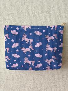 1 sztuka, śliczna kosmetyczka w kształcie jednorożca, duża kosmetyczka, wielofunkcyjna kosmetyczka z zamkiem błyskawicznym, kosmetyczka podróżna, kosmetyczka, prezent, przyjaciółka, dziewczyna, studentka, przechowywanie i przechowywanie biżuterii, wakacje/podróż