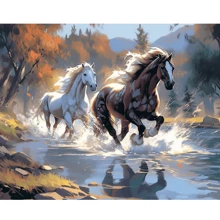 1/2件套成人数码油画套装，马匹图案，数码油画，画布尺寸40x50厘米/16x20英寸，不含画框，适合家居装饰 - 彩色 - 查看 9