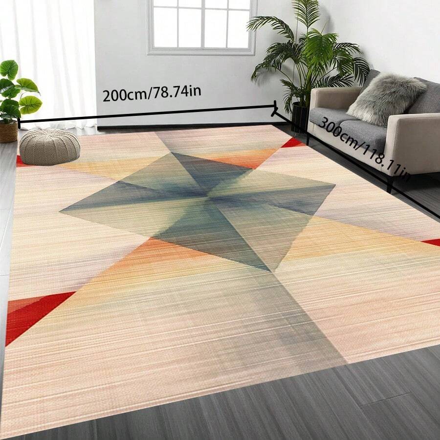 [Plush Velvet 700g/㎡ Latex Backing 5mm Thick] 1pc Bohemian Style Area Rug, Solid Color Carpet, Soft Non-Slip Washable For Living Room Bedroom Kitchen Office, Indoor Outdoor Home Decor Farmhouse Rug, Play Mat Back To School