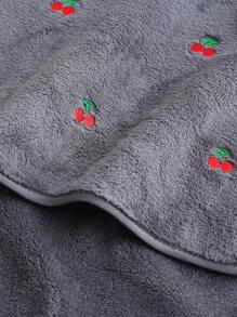 1/2/3pcs Coral Fleece Embroidered Cherry Hand Towel/Face Towel/Bath Towel, Absorbent Microfiber Solid Color Embroidered Strawberry Bath Towel Or Hand Towel, Couples Design Home Hand Towel Bath Towel, Soft & Skin-Friendly Bathroom Towel, Bathroom Supplies For Beauty Salon Home Bathroom